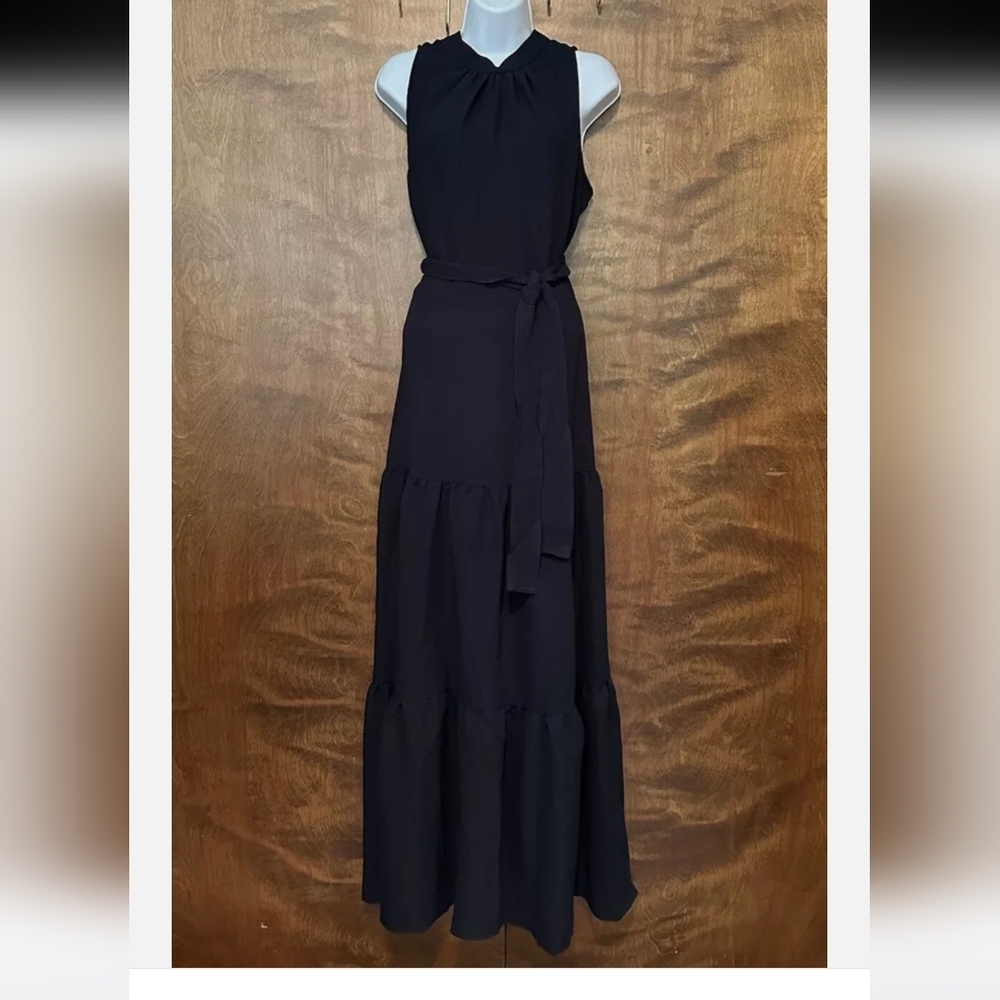 ANNE KLEIN Navy Halter Maxi Dress Sz.12